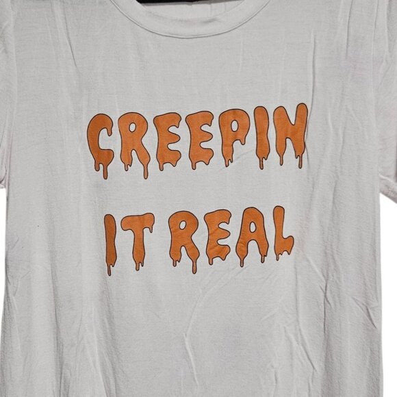 Creepin It Real Halloween Graphic Tee Womens Size Medium Live To Be Spoiled - Picture 2 of 5